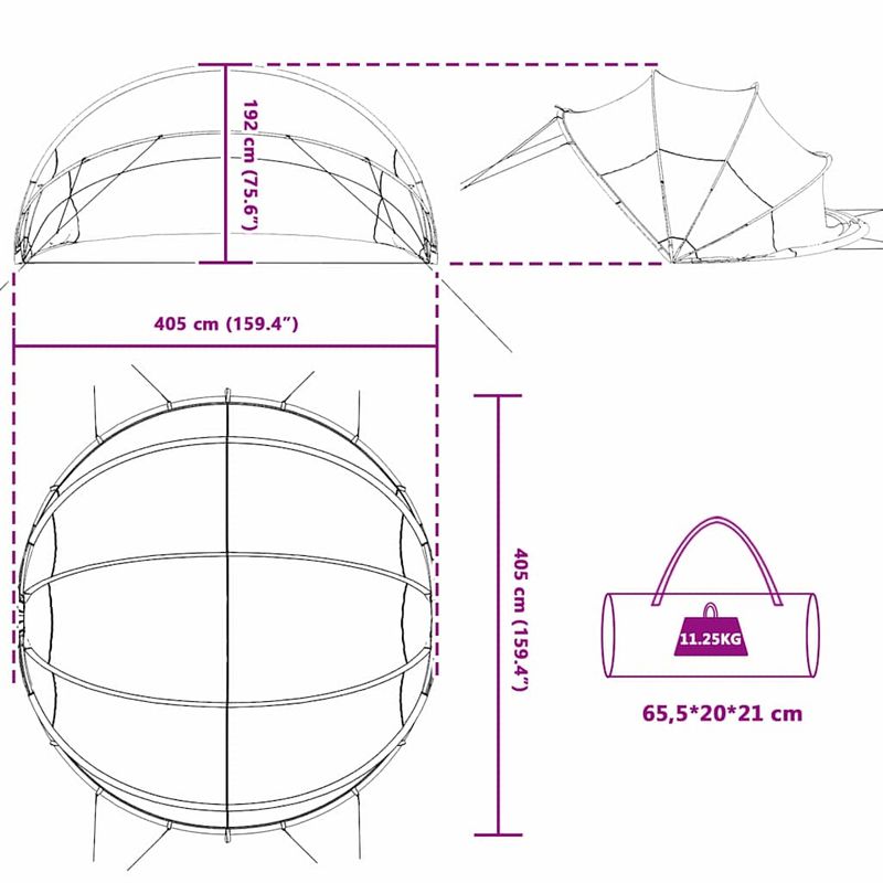 Casa si Gradina - Constructii - Scari si accesorii interioare - Alte accesorii pentru piscine - Dom pentru piscina Manual Gri si Portocalie 405 x 405 x 192 cm - Infinity.ro