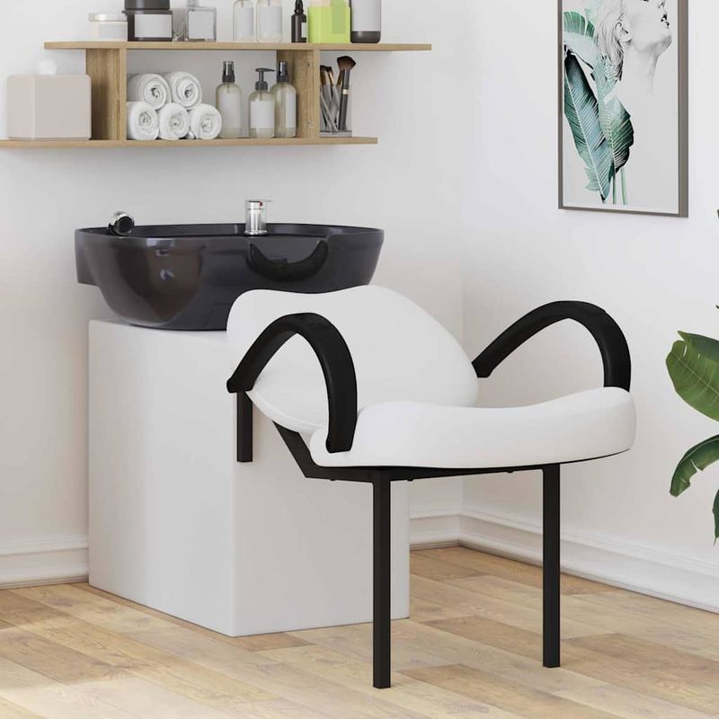 Casa si Gradina - Mobilier - Scaune si fotolii - Scaune - Scaun pentru sampon Manual Alb si negru 63 x 141 x 92 cm PVC - Infinity.ro