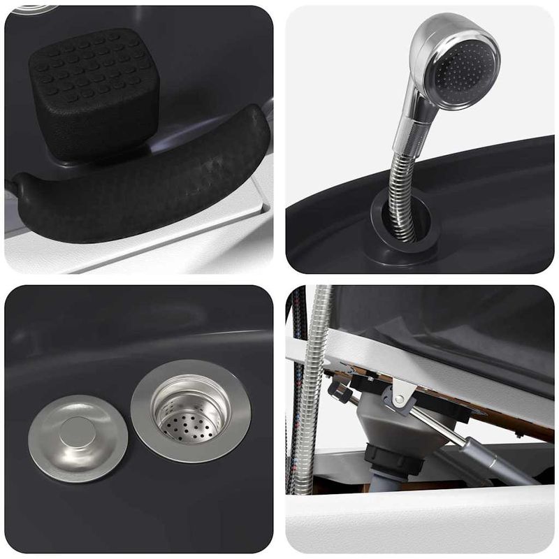 Casa si Gradina - Mobilier - Scaune si fotolii - Scaune - Scaun pentru sampon Manual Alb si negru 63 x 141 x 92 cm PVC - Infinity.ro