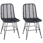 Casa si Gradina - Mobilier - Scaune si fotolii - Scaune - Scaun de sufragerie 2 pcs Negru 44.5 x 55 x 85 cm Ratan si Fier - Infinity.ro