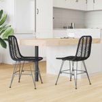 Casa si Gradina - Mobilier - Scaune si fotolii - Scaune - Scaun de sufragerie 2 pcs Negru 44.5 x 55 x 85 cm Ratan si Fier - Infinity.ro
