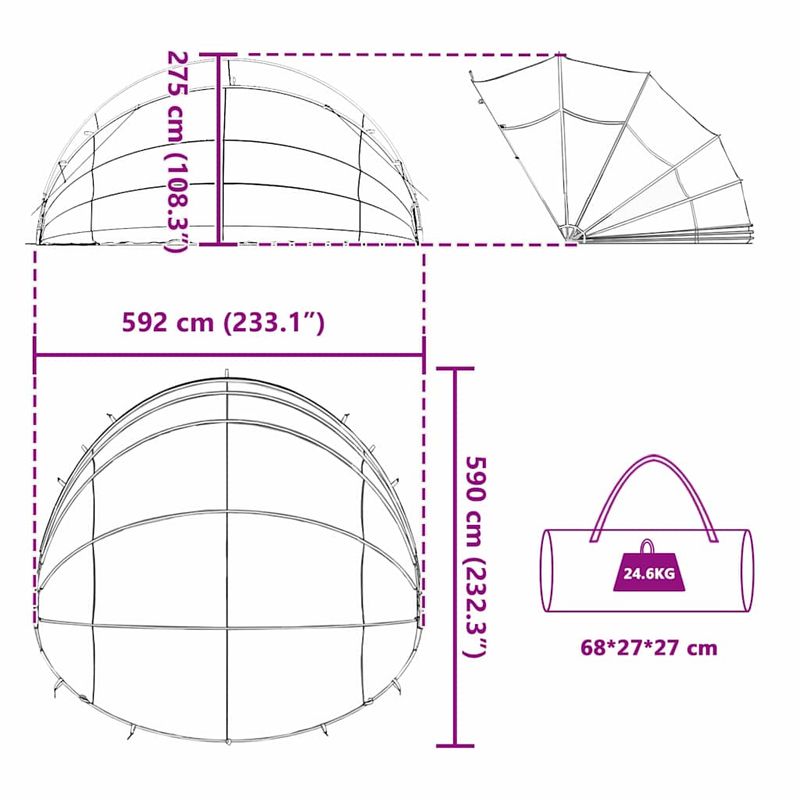 Casa si Gradina - Constructii - Scari si accesorii interioare - Alte accesorii pentru piscine - Dom pentru piscina Manual Transparent 592 x 590 x 275 cm PVC - Infinity.ro