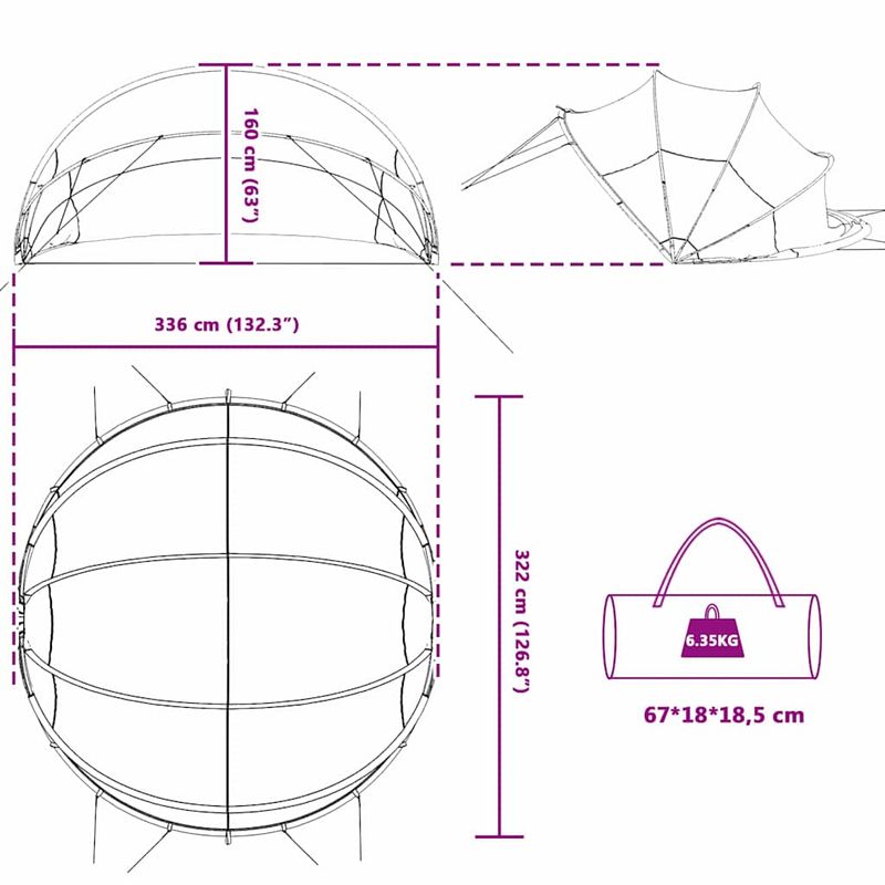 Casa si Gradina - Constructii - Scari si accesorii interioare - Alte accesorii pentru piscine - Dom pentru piscina Manual Verde 336 x 322 x 160 cm - Infinity.ro
