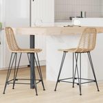 Casa si Gradina - Mobilier - Scaune si fotolii - Scaune - Scaun Bar 2 pcs natural 44,5 x 54,5 x 97,5 cm Ratan si Fier - Infinity.ro