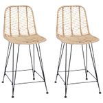 Casa si Gradina - Mobilier - Scaune si fotolii - Scaune - Scaun Bar 2 pcs natural 44,5 x 54,5 x 97,5 cm Ratan si Fier - Infinity.ro