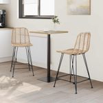 Casa si Gradina - Mobilier - Scaune si fotolii - Scaune - Scaun Bar 2 pcs natural 44,5 x 54,5 x 97,5 cm Ratan si Fier - Infinity.ro
