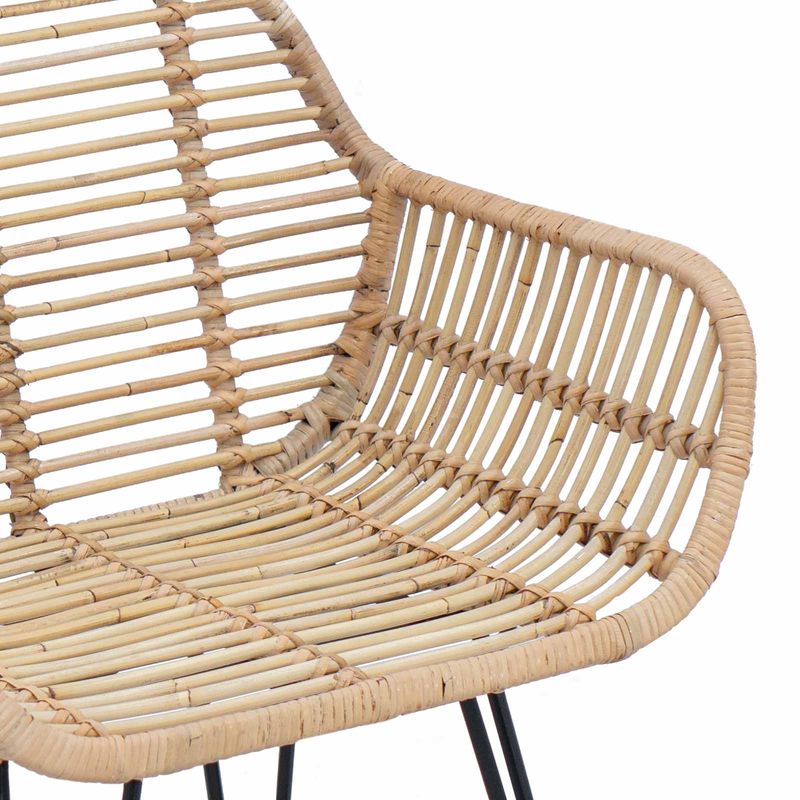 Casa si Gradina - Mobilier - Scaune si fotolii - Scaune - Scaun de sufragerie 2 pcs natural 55 x 50 x 74 cm Ratan si Fier - Infinity.ro