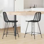 Casa si Gradina - Mobilier - Scaune si fotolii - Scaune - Scaun Bar 2 pcs Negru 44,5 x 54,5 x 97,5 cm Ratan si Fier - Infinity.ro