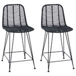Casa si Gradina - Mobilier - Scaune si fotolii - Scaune - Scaun Bar 2 pcs Negru 44,5 x 54,5 x 97,5 cm Ratan si Fier - Infinity.ro