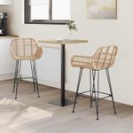 Casa si Gradina - Mobilier - Scaune si fotolii - Scaune - Scaun Bar 2 pcs natural 55 x 52 x 92 cm Ratan si Fier - Infinity.ro