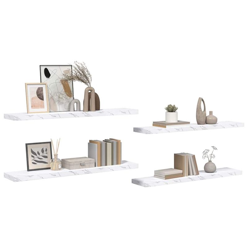 Casa si Gradina - Mobilier - Biblioteci si rafturi - Rafturi - Raft de perete Pe perete 4 pcs Marmura alba 120 x 23,5 x 4 cm - Infinity.ro