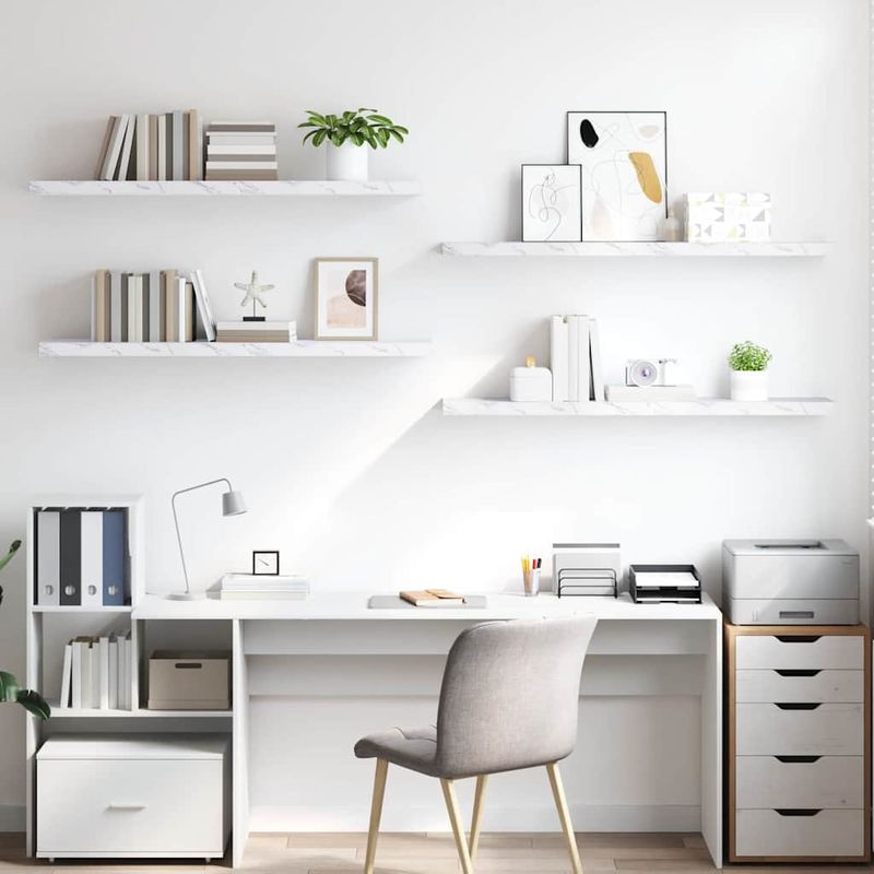 Casa si Gradina - Mobilier - Biblioteci si rafturi - Rafturi - Raft de perete Pe perete 4 pcs Marmura alba 120 x 23,5 x 4 cm - Infinity.ro