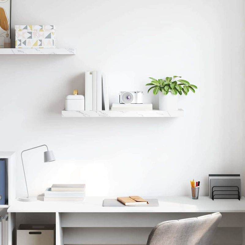 Casa si Gradina - Mobilier - Biblioteci si rafturi - Rafturi - Raft de perete Marmura alba 80 x 23,5 x 4 cm Lemn compozit - Infinity.ro