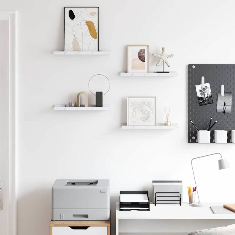 Casa si Gradina - Mobilier - Biblioteci si rafturi - Rafturi - Raft de perete 4 pcs Marmura alba 40 x 9 x 3 cm Lemn compozit - Infinity.ro