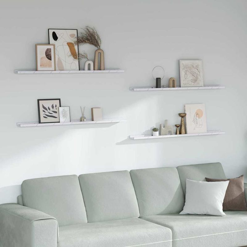 Casa si Gradina - Mobilier - Biblioteci si rafturi - Rafturi - Raft de perete 4 pcs Marmura alba 115 x 9 x 3 cm Lemn compozit - Infinity.ro