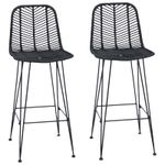 Casa si Gradina - Mobilier - Scaune si fotolii - Scaune - Scaun Bar 2 pcs Negru 44,5 x 53 x 111 cm Ratan si Fier - Infinity.ro