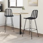Casa si Gradina - Mobilier - Scaune si fotolii - Scaune - Scaun Bar 2 pcs Negru 44,5 x 53 x 111 cm Ratan si Fier - Infinity.ro