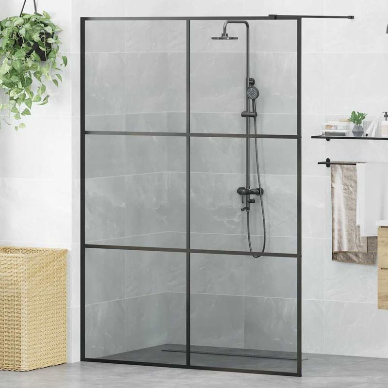 Casa si Gradina - Sanitare - Cazi si cabine de dus - Paravane si usi - Zid de dus walk-in Negru 140 x 195 cm sticla securizata - Infinity.ro