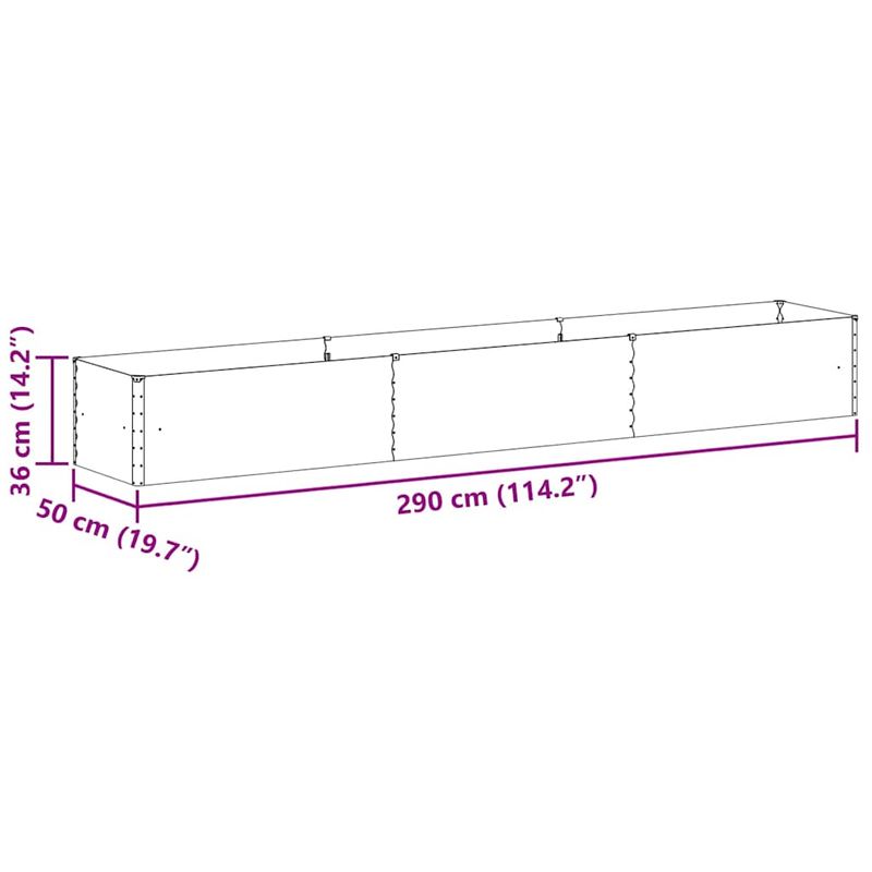 Casa si Gradina - Gradinarit si plante - Plante si ghivece - Ghivece si suporturi - Strat inaltat de gradina 290 x 50 x 36 cm Otel Galvanizat - Infinity.ro