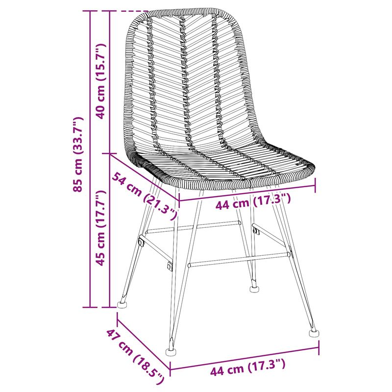 Casa si Gradina - Mobilier - Scaune si fotolii - Scaune - Scaun de sufragerie 2 pcs natural 44.5 x 55 x 85 cm - Infinity.ro