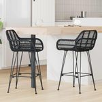 Casa si Gradina - Mobilier - Scaune si fotolii - Scaune - Scaun Bar 2 pcs Negru 55 x 52 x 92 cm Ratan si Fier - Infinity.ro