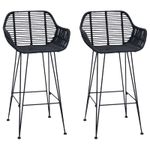 Casa si Gradina - Mobilier - Scaune si fotolii - Scaune - Scaun Bar 2 pcs Negru 55 x 52 x 92 cm Ratan si Fier - Infinity.ro
