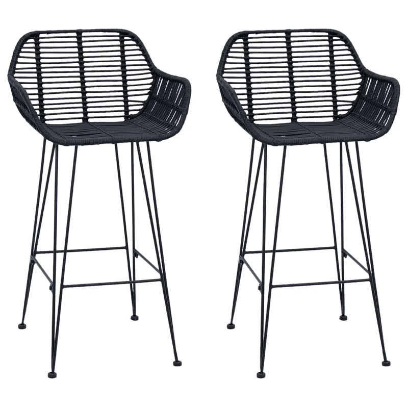 Casa si Gradina - Mobilier - Scaune si fotolii - Scaune - Scaun Bar 2 pcs Negru 55 x 52 x 92 cm Ratan si Fier - Infinity.ro