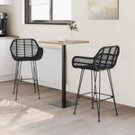 Casa si Gradina - Mobilier - Scaune si fotolii - Scaune - Scaun Bar 2 pcs Negru 55 x 52 x 92 cm Ratan si Fier - Infinity.ro