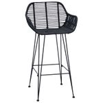 Casa si Gradina - Mobilier - Scaune si fotolii - Scaune - Scaun Bar 2 pcs Negru 55 x 52 x 92 cm Ratan si Fier - Infinity.ro