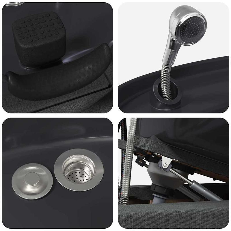 Casa si Gradina - Mobilier - Scaune si fotolii - Scaune - Scaun pentru sampon Manual Gri Inchis si Negru 63 x 141 x 92 cm - Infinity.ro