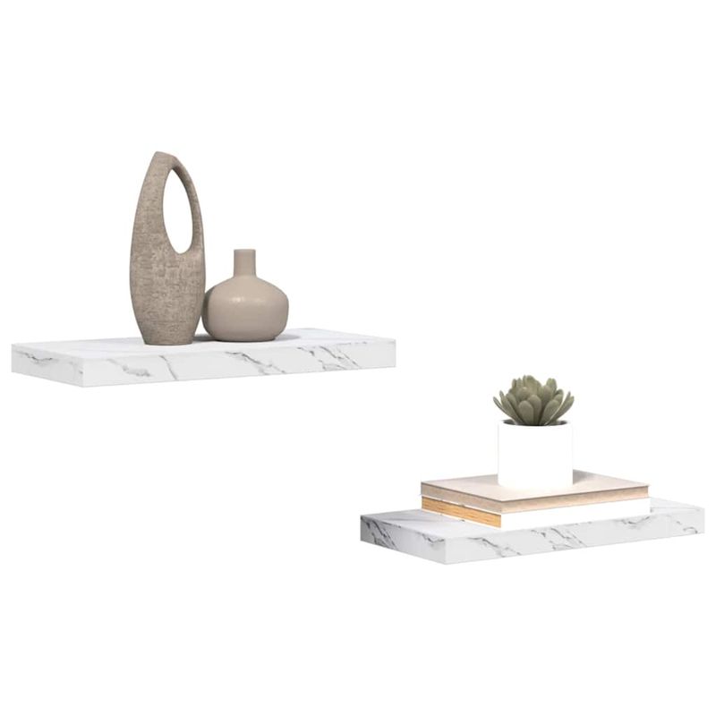 Casa si Gradina - Mobilier - Biblioteci si rafturi - Rafturi - Raft de perete Pe perete 2 pcs Marmura alba 50 x 23,5 x 4 cm - Infinity.ro