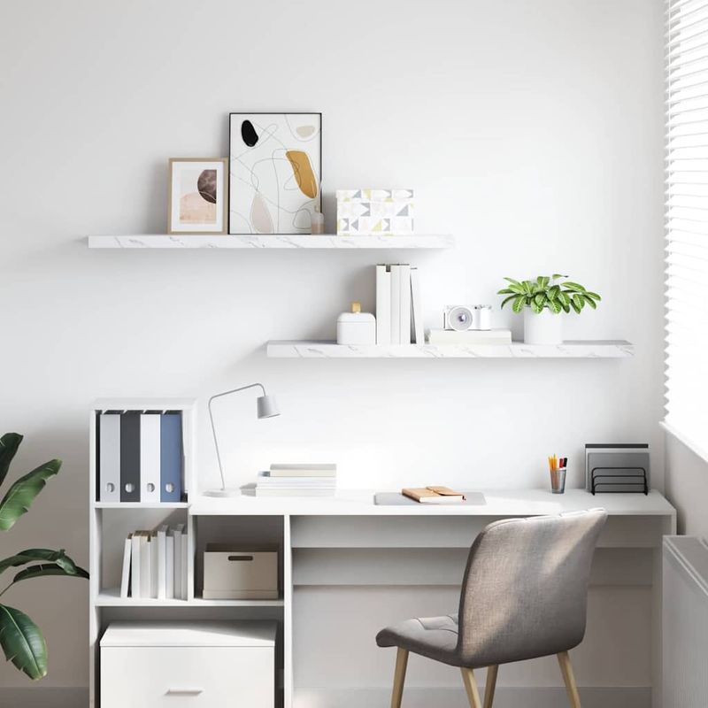 Casa si Gradina - Mobilier - Biblioteci si rafturi - Rafturi - Raft de perete Pe perete 2 pcs Marmura alba 120 x 23,5 x 4 cm - Infinity.ro