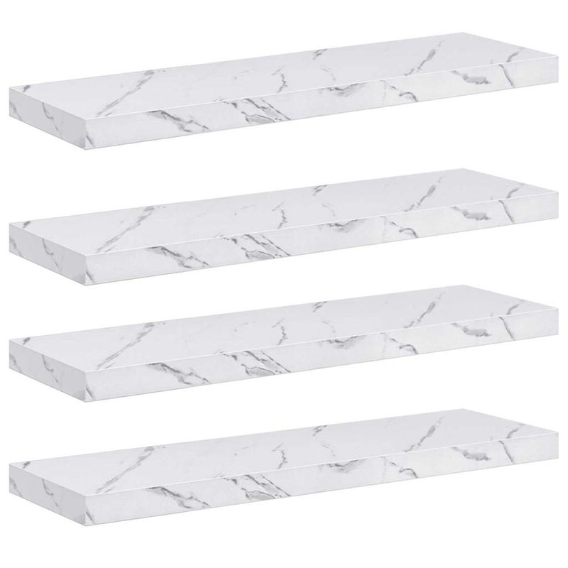Casa si Gradina - Mobilier - Biblioteci si rafturi - Rafturi - Raft de perete Pe perete 4 pcs Marmura alba 80 x 23,5 x 4 cm - Infinity.ro
