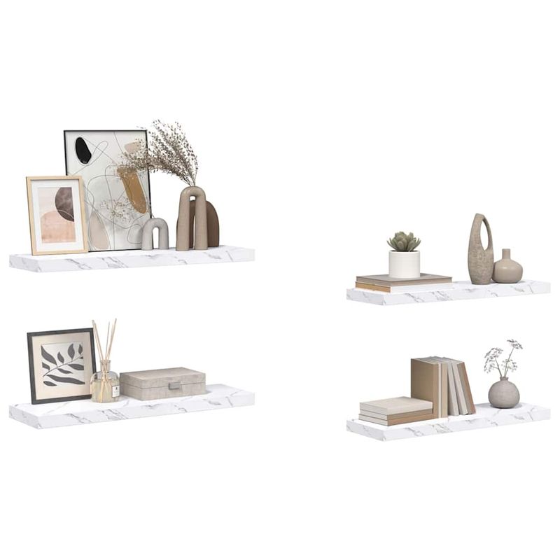 Casa si Gradina - Mobilier - Biblioteci si rafturi - Rafturi - Raft de perete Pe perete 4 pcs Marmura alba 80 x 23,5 x 4 cm - Infinity.ro