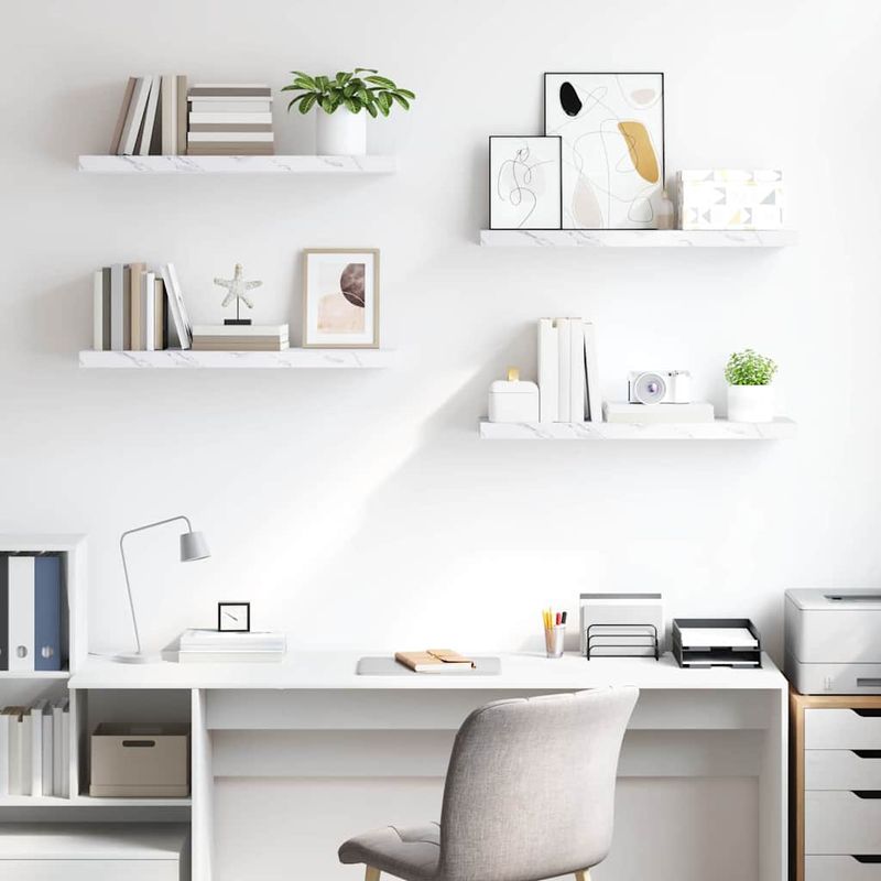 Casa si Gradina - Mobilier - Biblioteci si rafturi - Rafturi - Raft de perete Pe perete 4 pcs Marmura alba 80 x 23,5 x 4 cm - Infinity.ro