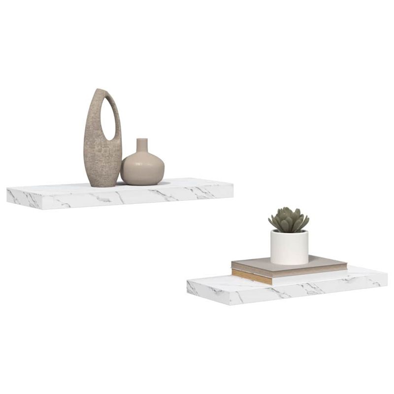Casa si Gradina - Mobilier - Biblioteci si rafturi - Rafturi - Raft de perete Pe perete 2 pcs Marmura alba 60 x 23,5 x 4 cm - Infinity.ro