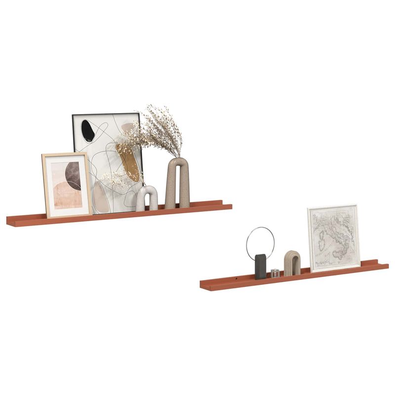 Casa si Gradina - Mobilier - Biblioteci si rafturi - Rafturi - Raft de perete cu raft 2 pcs Rosu 100 x 9 x 3 cm Lemn compozit - Infinity.ro