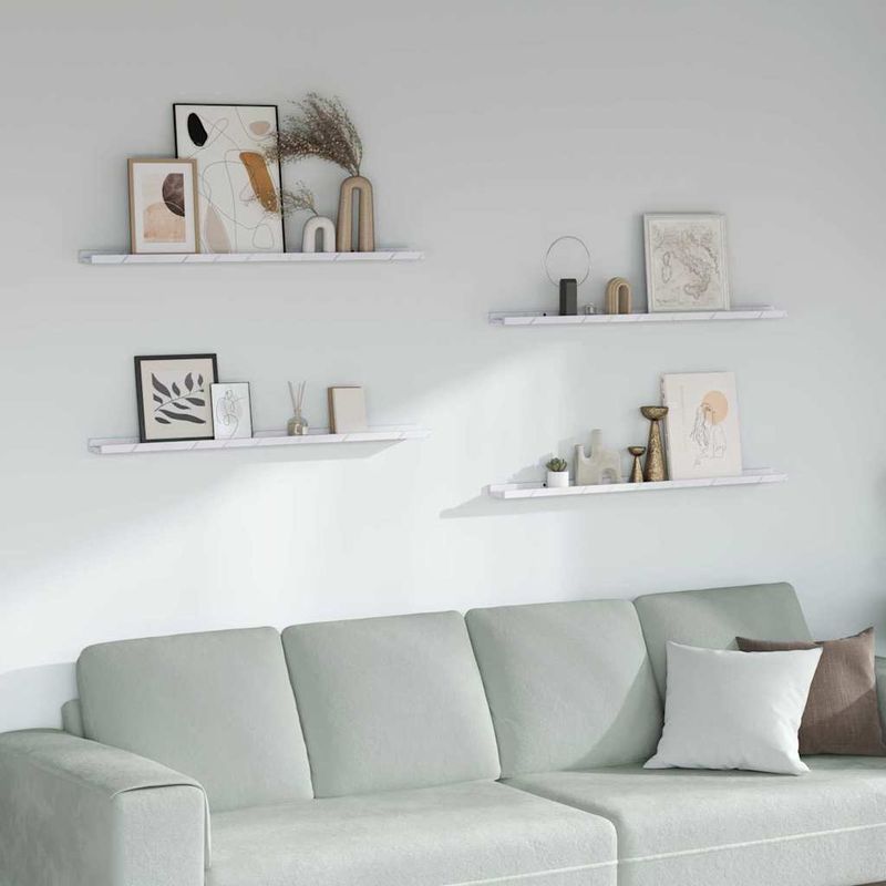 Casa si Gradina - Mobilier - Biblioteci si rafturi - Rafturi - Raft de perete 4 pcs Marmura alba 100 x 9 x 3 cm Lemn compozit - Infinity.ro