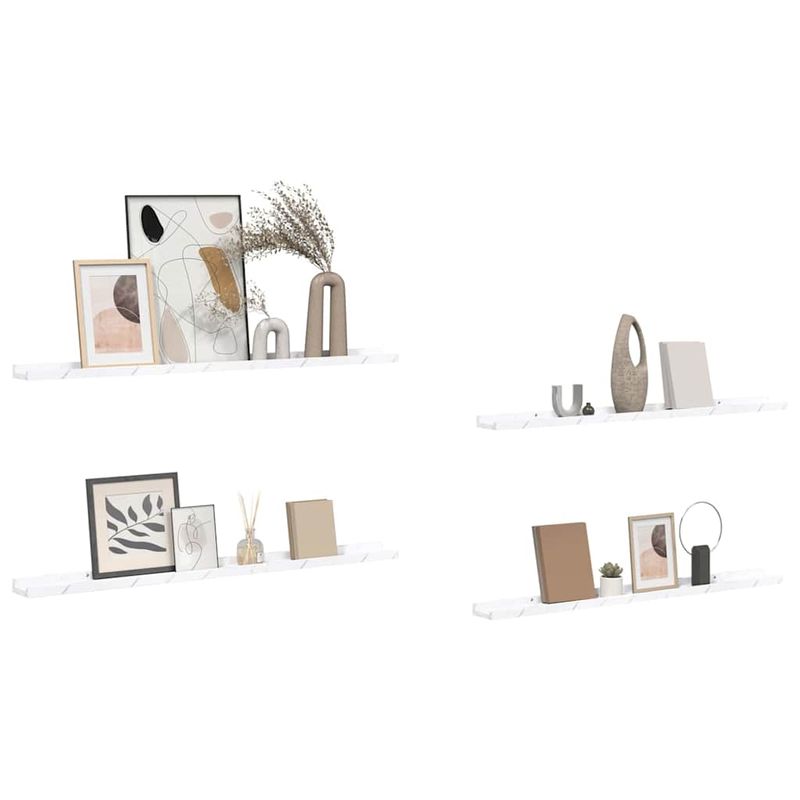Casa si Gradina - Mobilier - Biblioteci si rafturi - Rafturi - Raft de perete 4 pcs Marmura alba 100 x 9 x 3 cm Lemn compozit - Infinity.ro