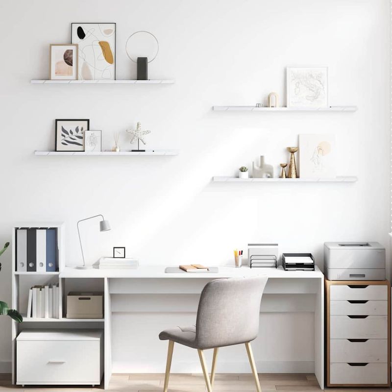 Casa si Gradina - Mobilier - Biblioteci si rafturi - Rafturi - Raft de perete 4 pcs Marmura alba 100 x 9 x 3 cm Lemn compozit - Infinity.ro