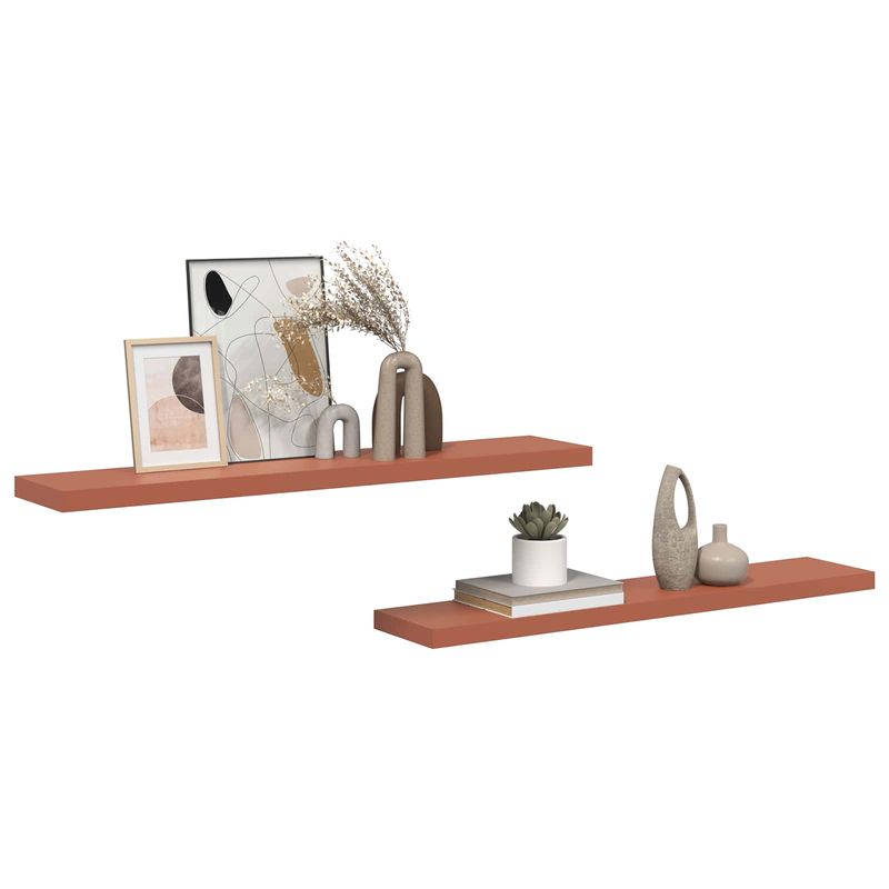 Casa si Gradina - Mobilier - Biblioteci si rafturi - Rafturi - Raft de perete 2 pcs Rosu 120 x 23,5 x 4 cm Lemn compozit - Infinity.ro