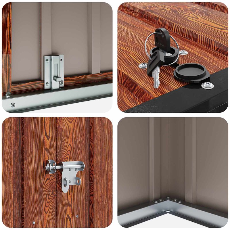 Casa si Gradina - Gradina si terasa - Casute de gradina - Cutie de depozitare pentru gradina Maro 214 x 82 x 132 cm Otel - Infinity.ro