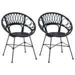 Casa si Gradina - Mobilier - Scaune si fotolii - Scaune - Scaun de sufragerie 2 pcs Negru 65 x 55,5 x 81 cm Ratan si Fier - Infinity.ro