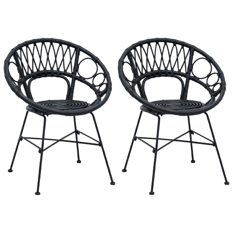Casa si Gradina - Mobilier - Scaune si fotolii - Scaune - Scaun de sufragerie 2 pcs Negru 65 x 55,5 x 81 cm Ratan si Fier - Infinity.ro