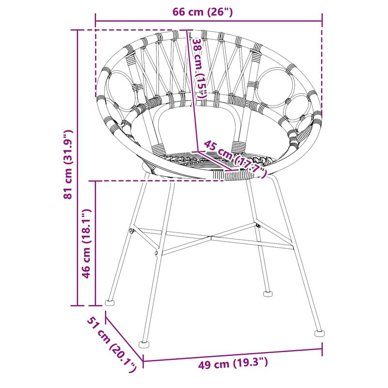 Casa si Gradina - Mobilier - Scaune si fotolii - Scaune - Scaun de sufragerie 2 pcs Negru 65 x 55,5 x 81 cm Ratan si Fier - Infinity.ro