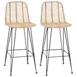 Casa si Gradina - Mobilier - Scaune si fotolii - Scaune - Scaun Bar 2 pcs natural 44,5 x 53 x 111 cm Ratan si Fier - Infinity.ro
