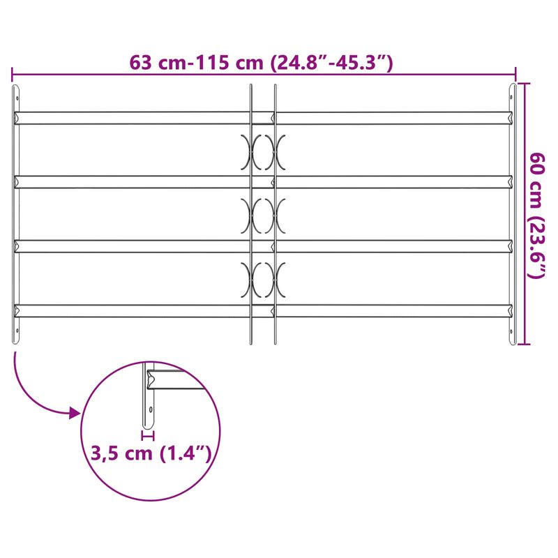 Casa si Gradina - Constructii - Ferestre si accesorii - Ferestre pvc verticale - Grila Fereastra Negru 115 x 60 cm Otel vopsit electrostatic - Infinity.ro