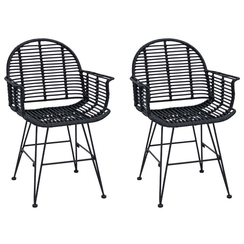 Casa si Gradina - Mobilier - Scaune si fotolii - Scaune - Scaun de sufragerie 2 pcs Negru 57 x 54.5 x 85 cm Ratan si Fier - Infinity.ro