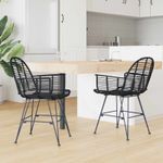 Casa si Gradina - Mobilier - Scaune si fotolii - Scaune - Scaun de sufragerie 2 pcs Negru 57 x 54.5 x 85 cm Ratan si Fier - Infinity.ro
