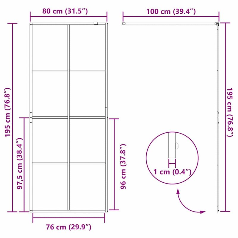 Casa si Gradina - Sanitare - Cazi si cabine de dus - Paravane si usi - Zid de dus walk-in Auriu 80 x 195 cm sticla securizata - Infinity.ro